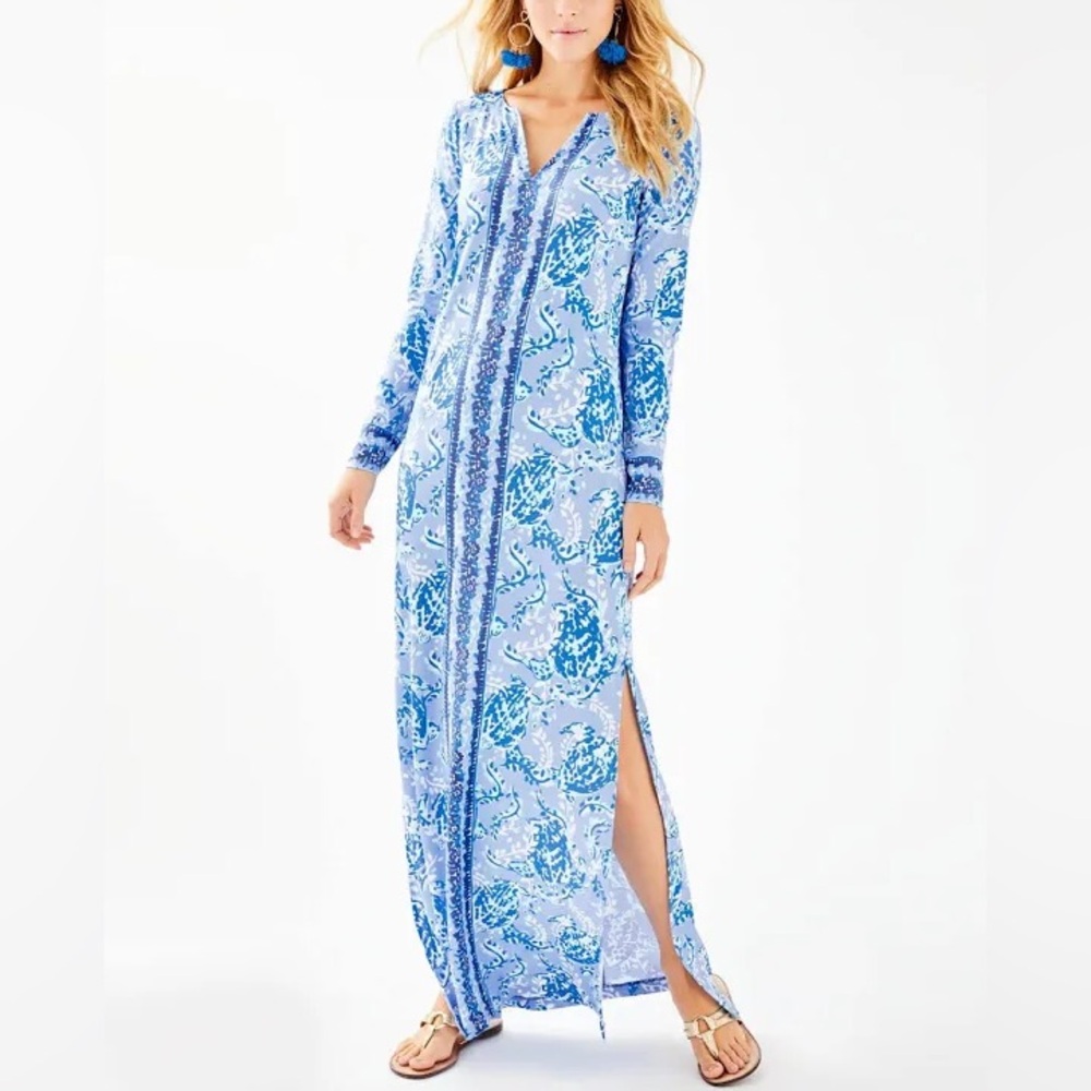 LILLY PULITZER BLUE PERI FAYE UPF-50 MAXI DRESS SIZE L MSRP $198.00 NWT - Picture 2 of 11